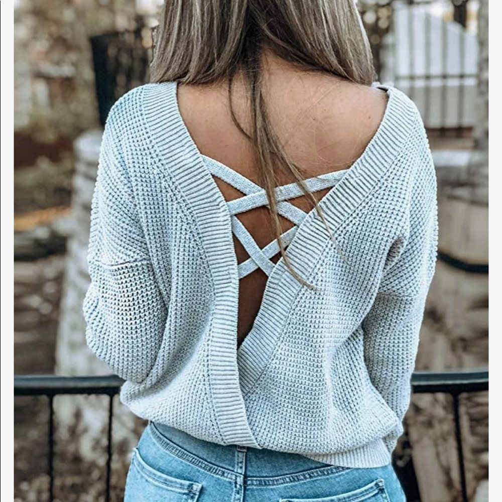 Asvivid Women's Long Sleeve Criss Cross Sweater